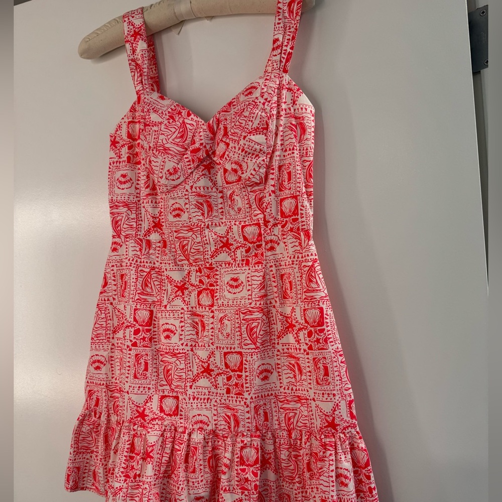 Lilly Pulitzer mini sundress in bright orange and white size 0
